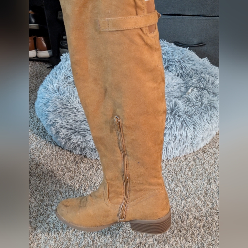 Tan Suede Knee-High Boots - Picture 3 of 5